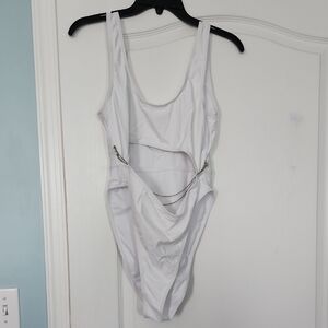 Boohoo White Kids Bodysuit with Chain Detail